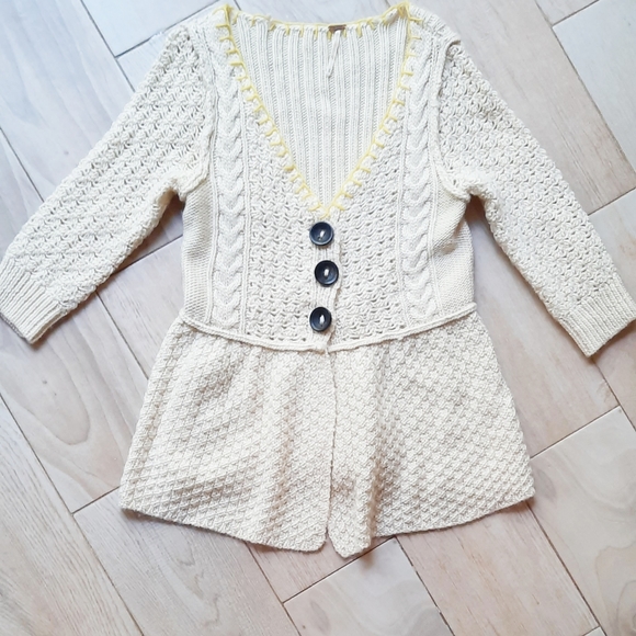 Free People Peplum Chunky Oversized Button Cardigan - Picture 2 of 6
